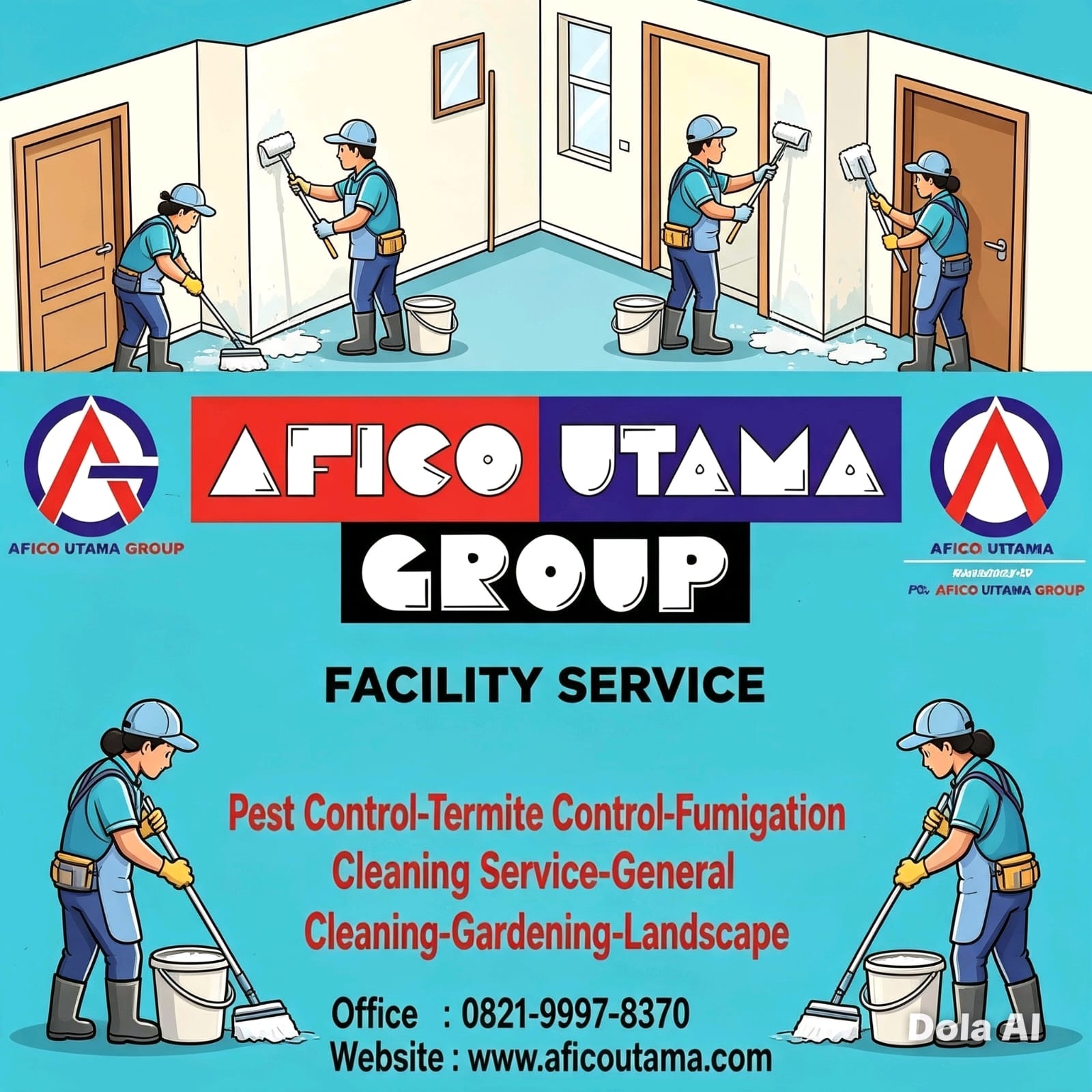 Kru general cleaning mendatangi lokasi gedung